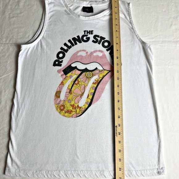 The Rolling Stones Tank Top Women's White Crewneck Short Sleeve Graphic Cotton - Picture 2 of 7